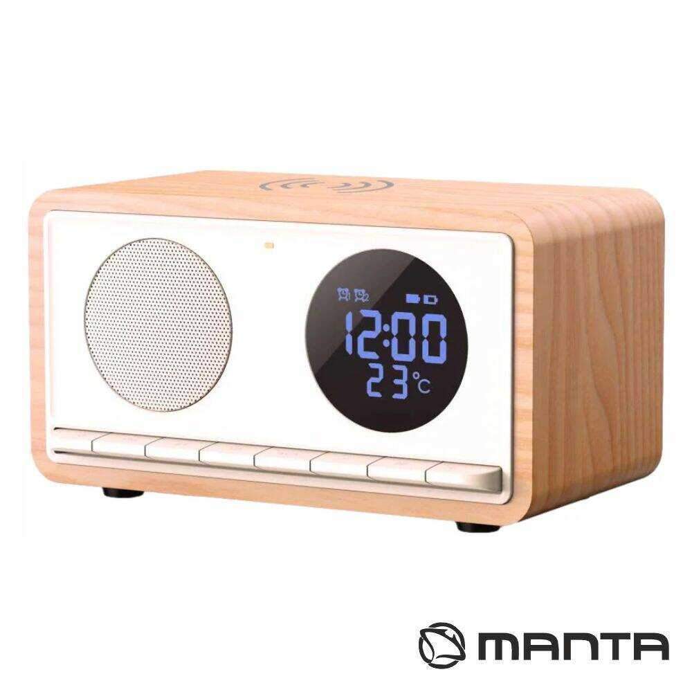 Rádio Despertador C/ Carregador QI MicroSD/FM/AUX/BT MANTA - (RDI912W)