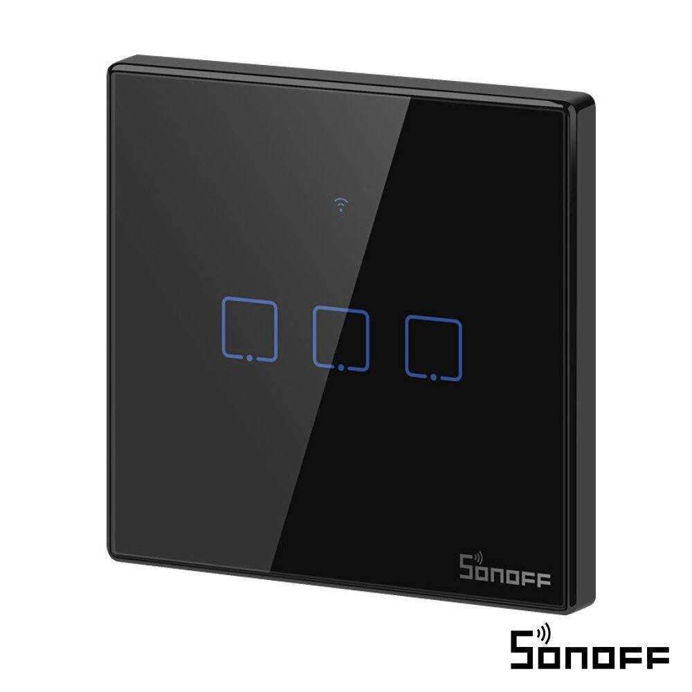Interruptor Parede Tátil Triplo WiFi+RF 3 Gang SONOFF - (T3EU3C-TX)