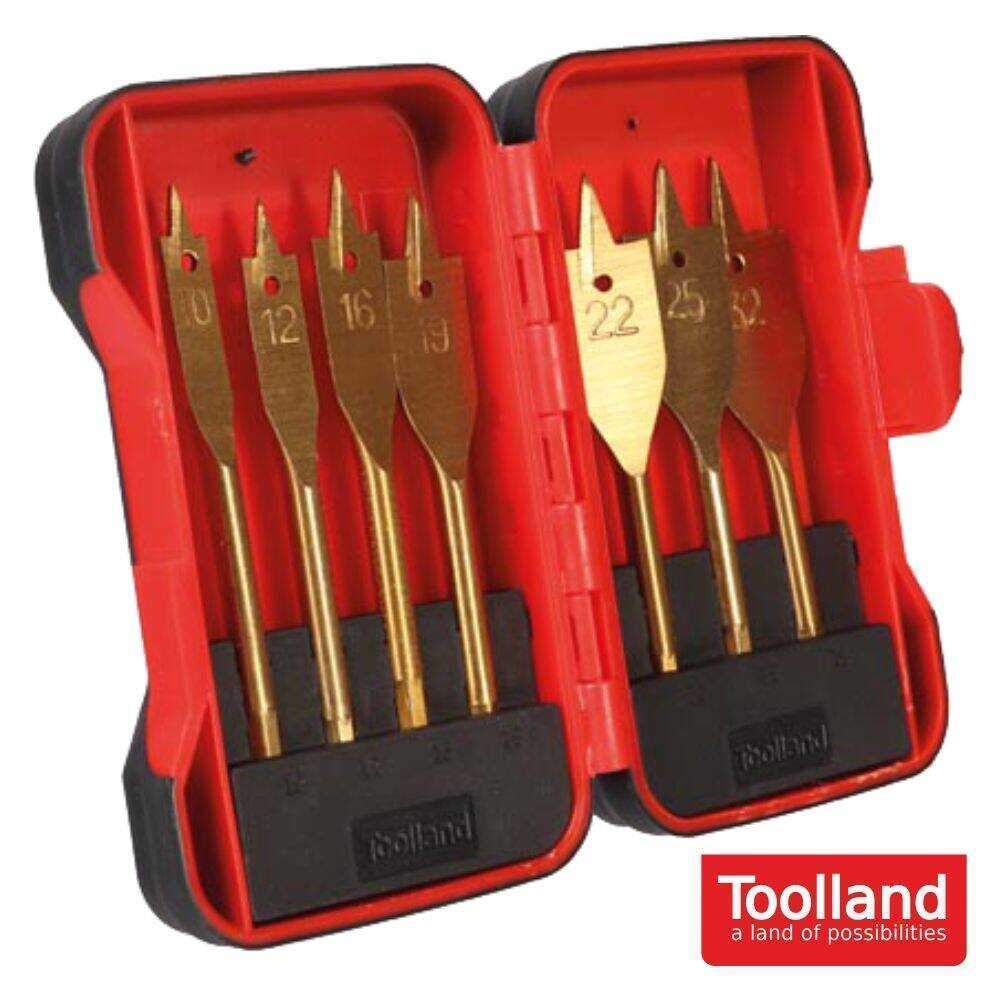 Conjunto De 7 Brocas Planas Madeira 10~32mm TOOLLAND - (TL78002)