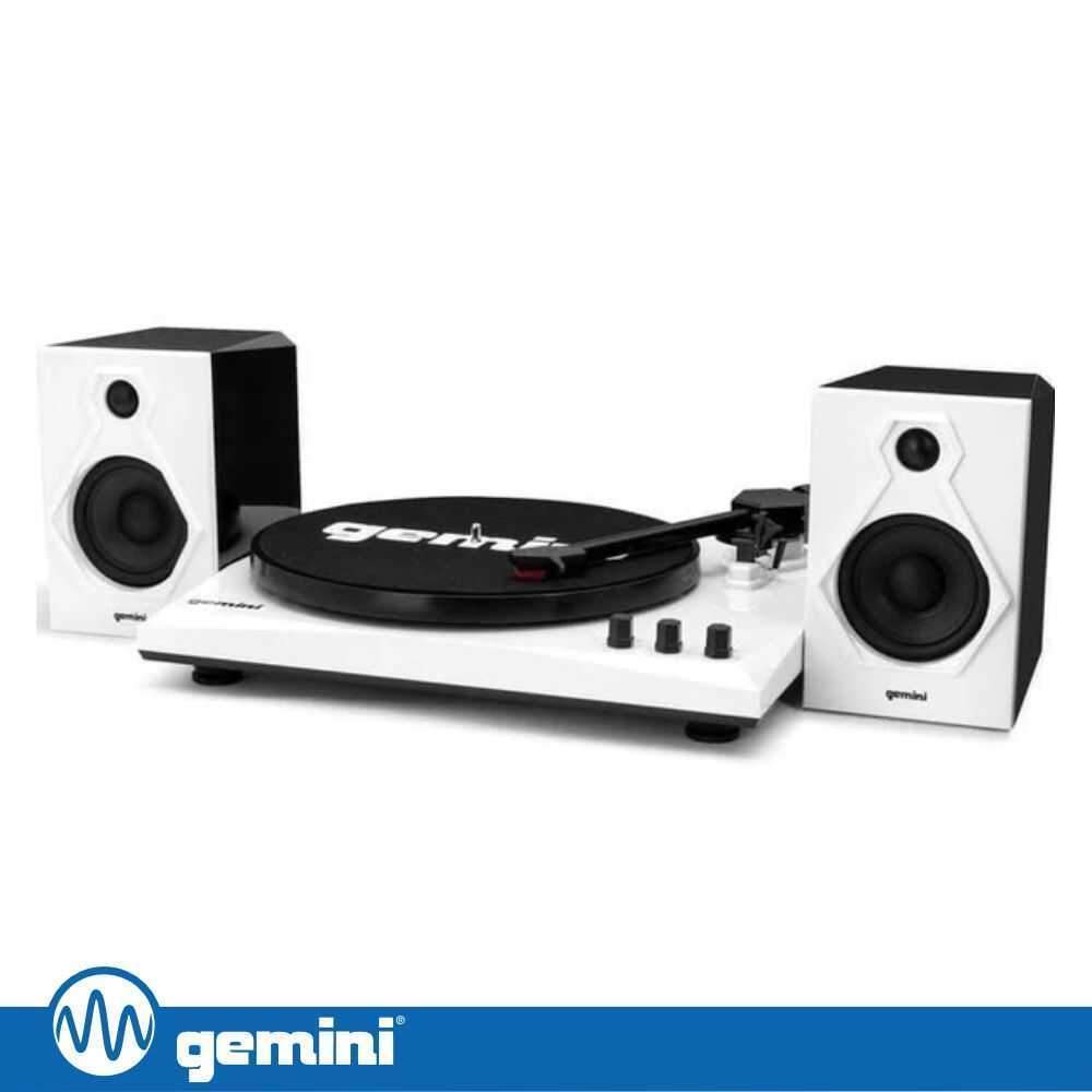 Gira-Discos 33/45/78RPM Preto/Branco C/ 2 Colunas GEMINI - (TT-900BW)