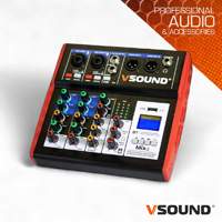 Mesa De Mistura 4 Canais C/ BT/LCD/USB/PC/PHANTOM VSOUND - (VSMIX4)