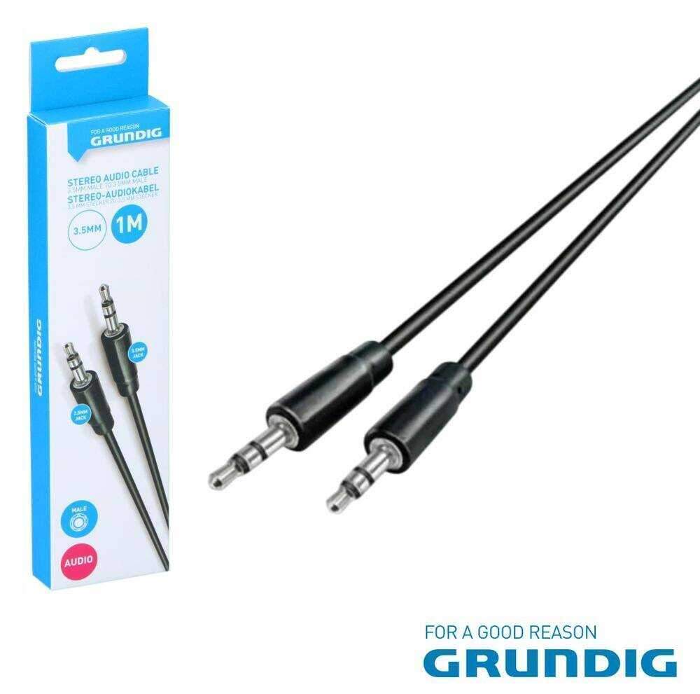 Cabo Jack 3.5mm Macho / Jack 3.5mm Macho 1m Preto GRUNDIG - (47213)
