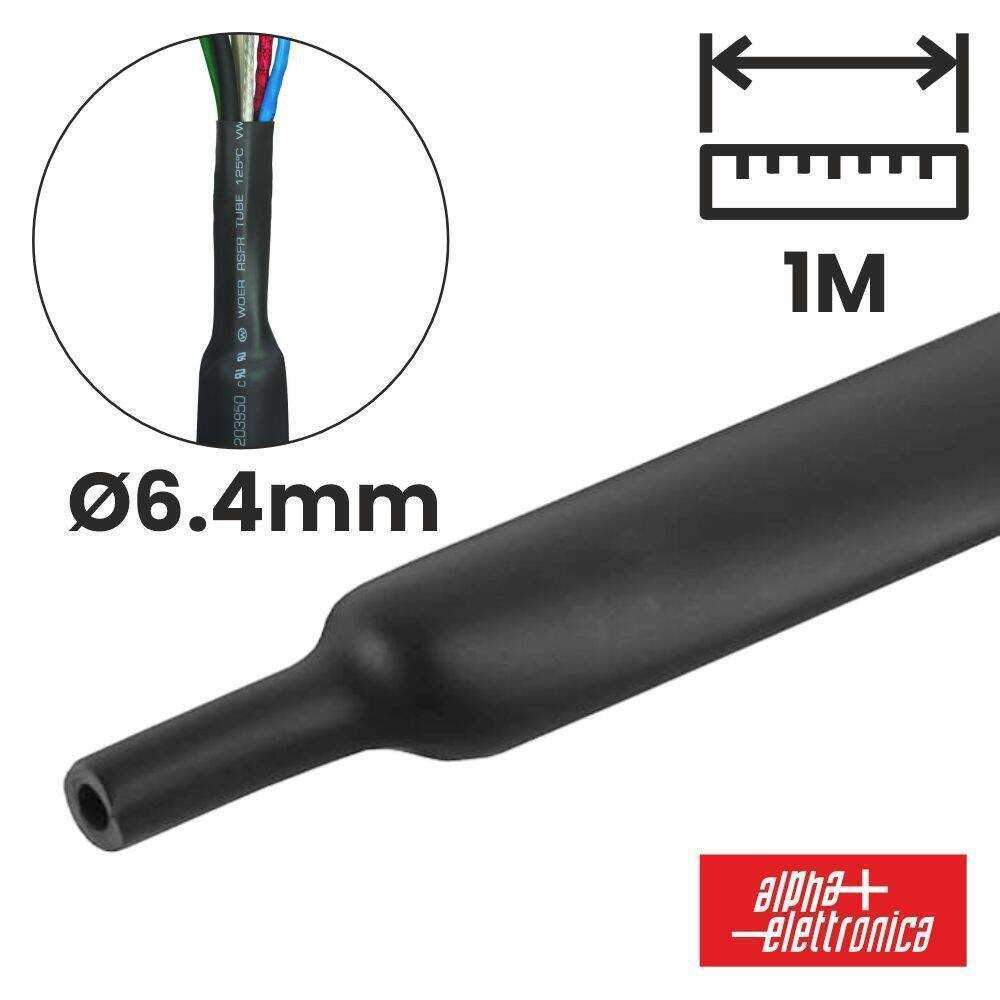 Tubo Manga Termoretráctil 6.4mm 1m Preto ALPHA - (520-M18)