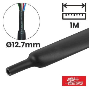 Tubo Manga Termoretráctil 12.7mm 1m Preto ALPHA - (520-M26)