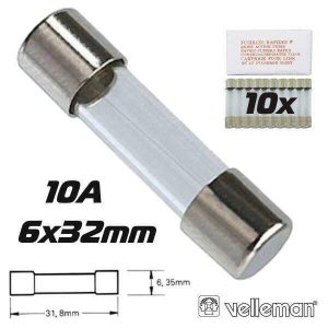 Fusível 6x32 Fusão Lenta 10a (10X) VELLEMAN - (6FU10N)
