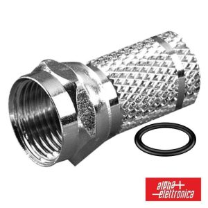 Ficha F Fêmea Niquelada  P/ Cabo 6.8mm RG6 C/ 2 O-Ring - (86-014/2)