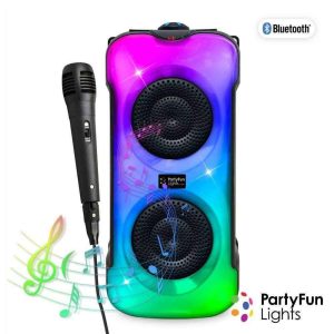 Coluna C/ Microfone 2x10W USB/BT/SD/AUX/FM LED PARTYFUN - (86482)