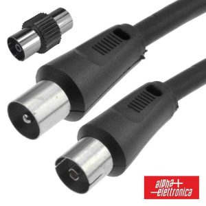 Cabo Coaxial Macho/Fêmea + Adaptador Preto 2m - (87-012/02B)