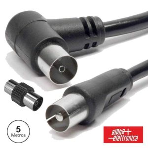 Cabo Coaxial Macho/Fêmea Preto 5m Angular 90º - (87-014/05B)