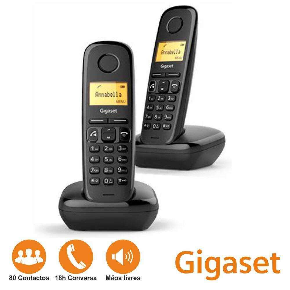Conjunto 2 Telefones S/ Fios A270 Preto Gigaset - (A270-DUO)