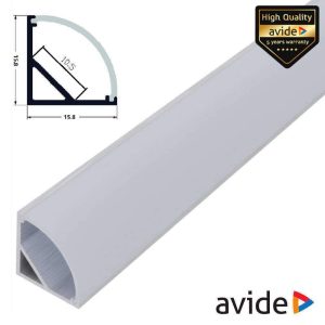 Perfil De Alumínio P/ Fita LED 1m De Canto AVIDE - (AAP-C-1M-S-MK)