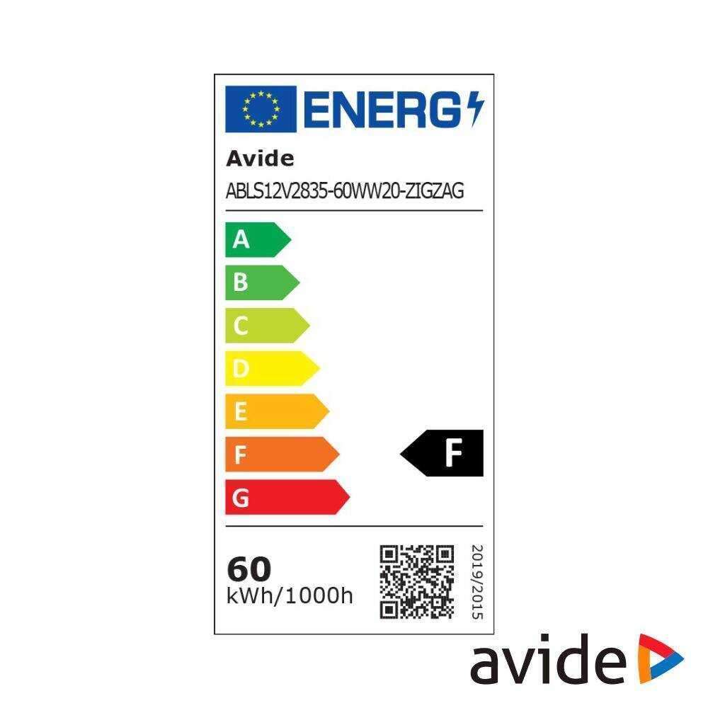 Fita 300 LEDS 2835 3000K 12V 12W/m 5m IP20 ZIGZAG AVIDE - Image 2