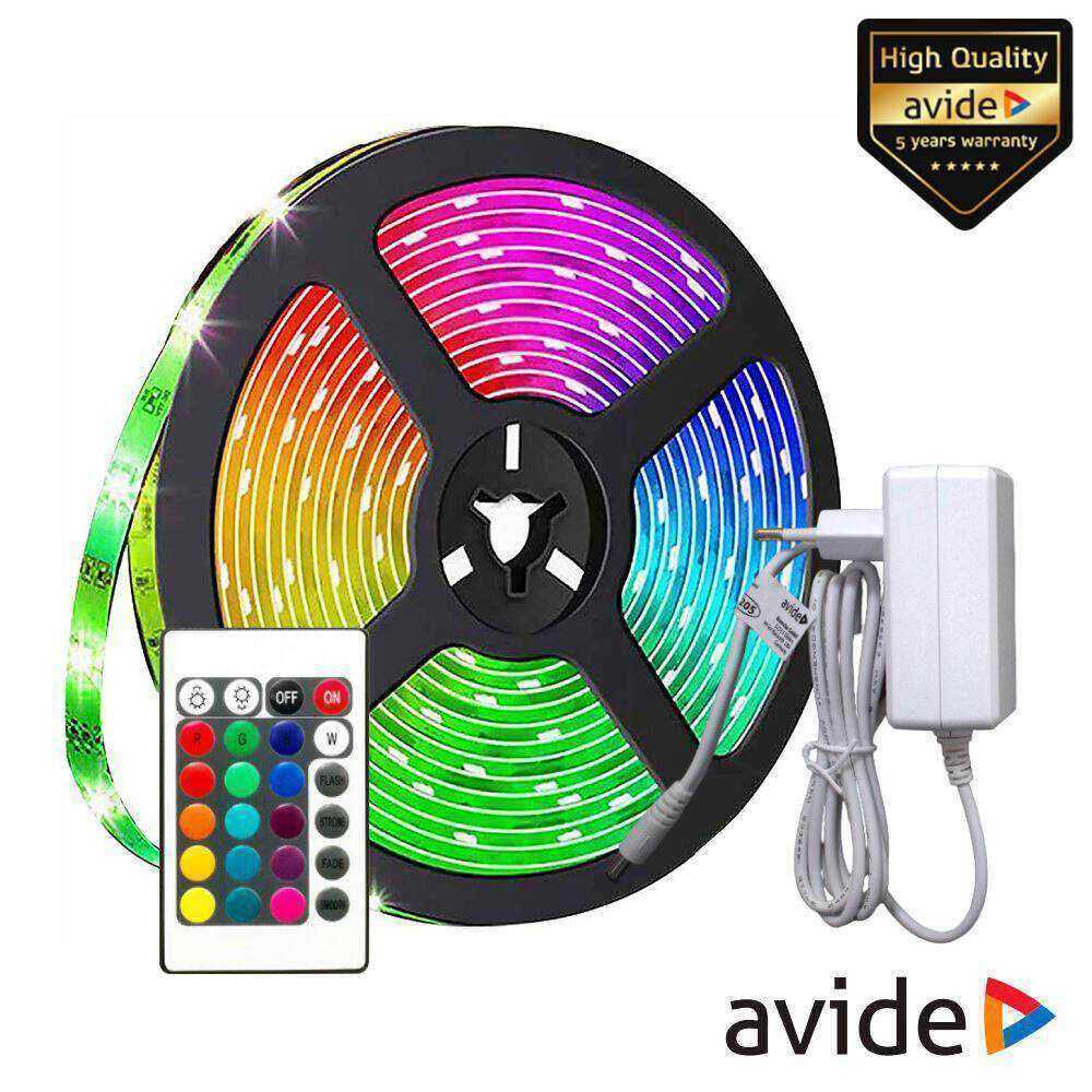Kit Fita 90 LEDS RGB 12V 3m IP20 C/ Comando AVIDE - (ABLSBL-30RGB20-7W)