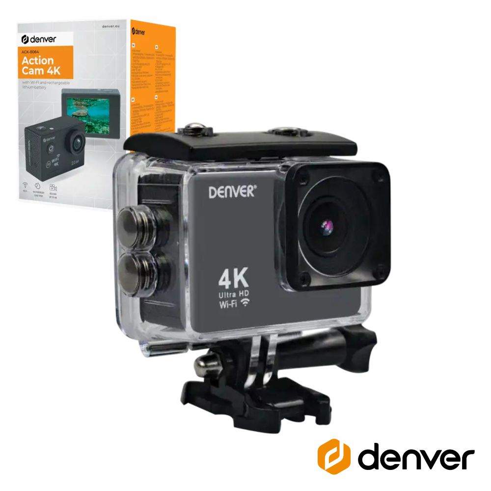 Câmara De Ação Ultra HD 4K 8MP WIFI Preto DENVER - (ACK-8064)