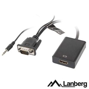 Cabo Adaptador VGA C/ Áudio p/ HDMI LANBERG - (AD-0021-BK)