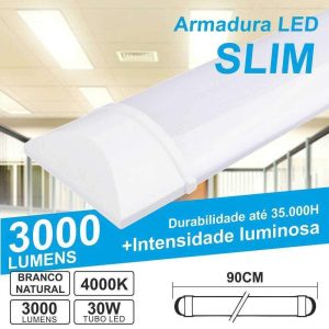 Armadura LED Batten Slim 30W 90cm IP20 4000K 3260lm - (ALS090NW(E))