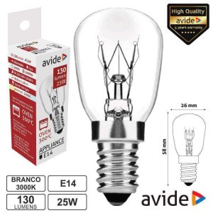 Lâmpada E14 25W 230V 300ºC P/ Fornos AVIDE - (ARAH14WW-25W)