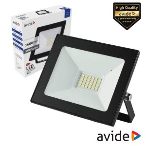 Foco LED 20W 230V 6400K 1600lm Preto AVIDE - (ASFLCW-20W)