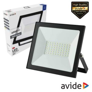 Foco LED 50W 230V 6400K 4000lm Preto Avide - (ASFLCW-50W)