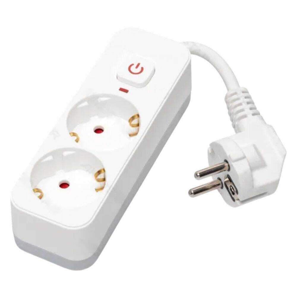 Ficha Elétrica Adaptadora 2x Schuko C/ Interruptor - (B20103B07)