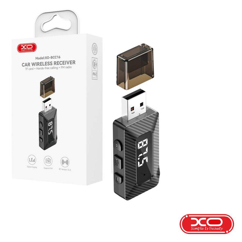 Transmissor FM Mãos-Livres Bluetooth 5.3 USB-A XO - (BCC16-BK)