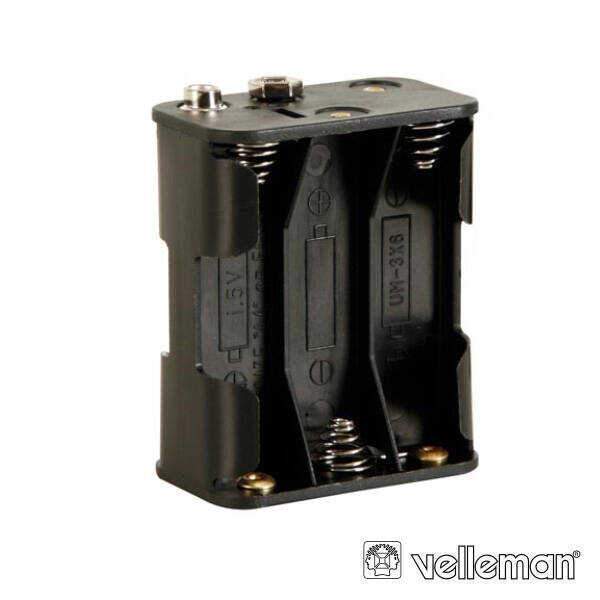 Suporte P/ 6 Pilhas AA C/ Terminais Clip VELLEMAN - (BH363B)
