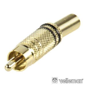 Ficha Rca Macho Dourada-Preta C/ Proteção De Cabo - (CA048B)