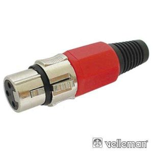 Ficha XLR 3p Fêmea Vermelha Niquelada - (CA100R)