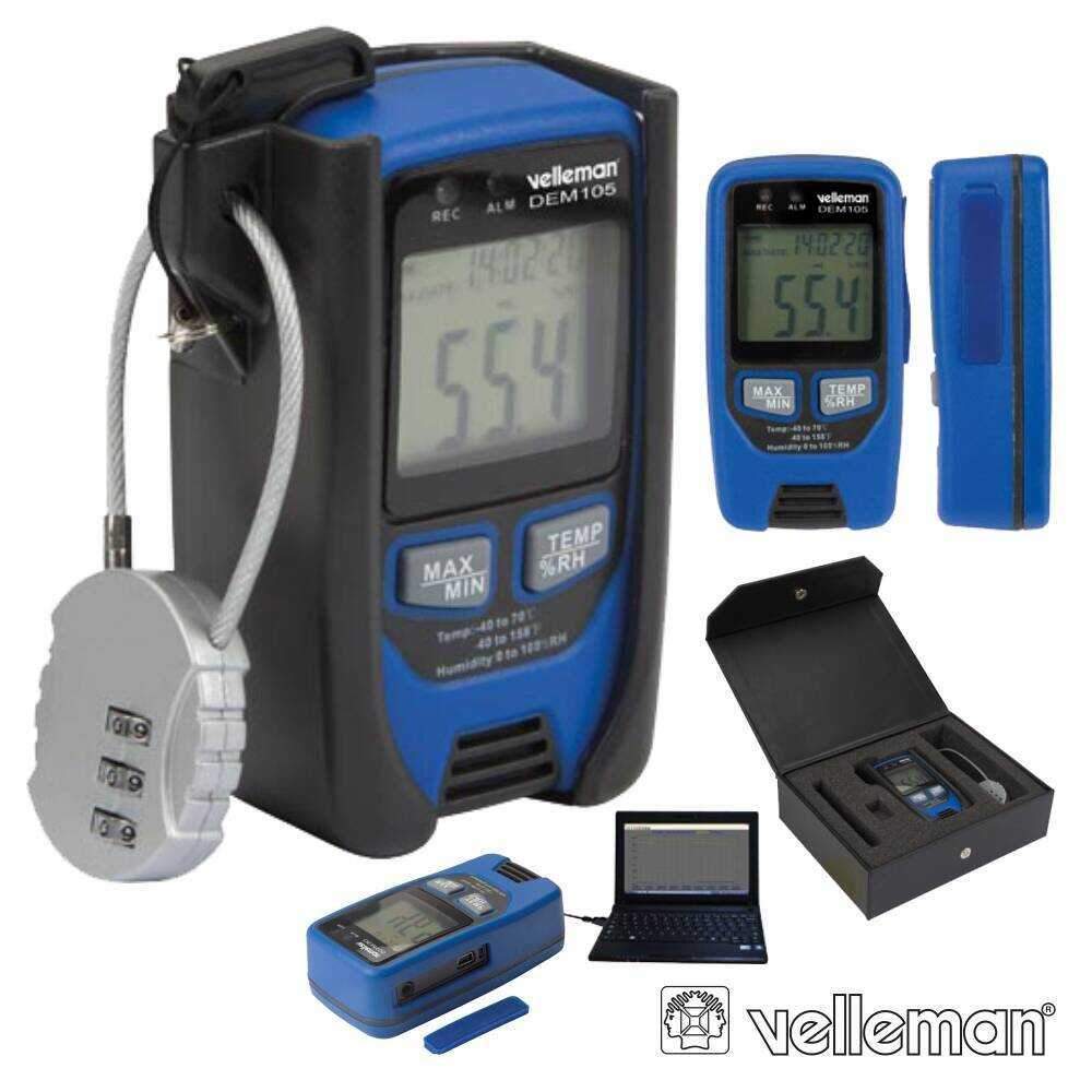 Termómetro E Higrómetro Memória P/ 32700 Leituras VELLEMAN - (DEM105)