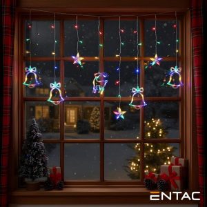 Grinalda 135 LEDs 2.7W Cortina de Estrela/Sinos e Renas 3x07 - (ECCL-135MC-BD)