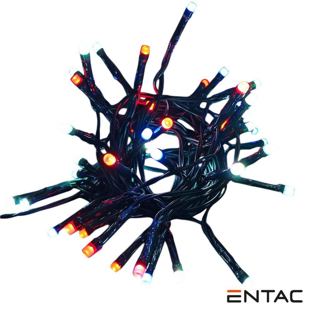 Luzes de Natal 50 LED RGB 5.4m C/ Painel Solar ENTAC - (ECL-S50-RGB)