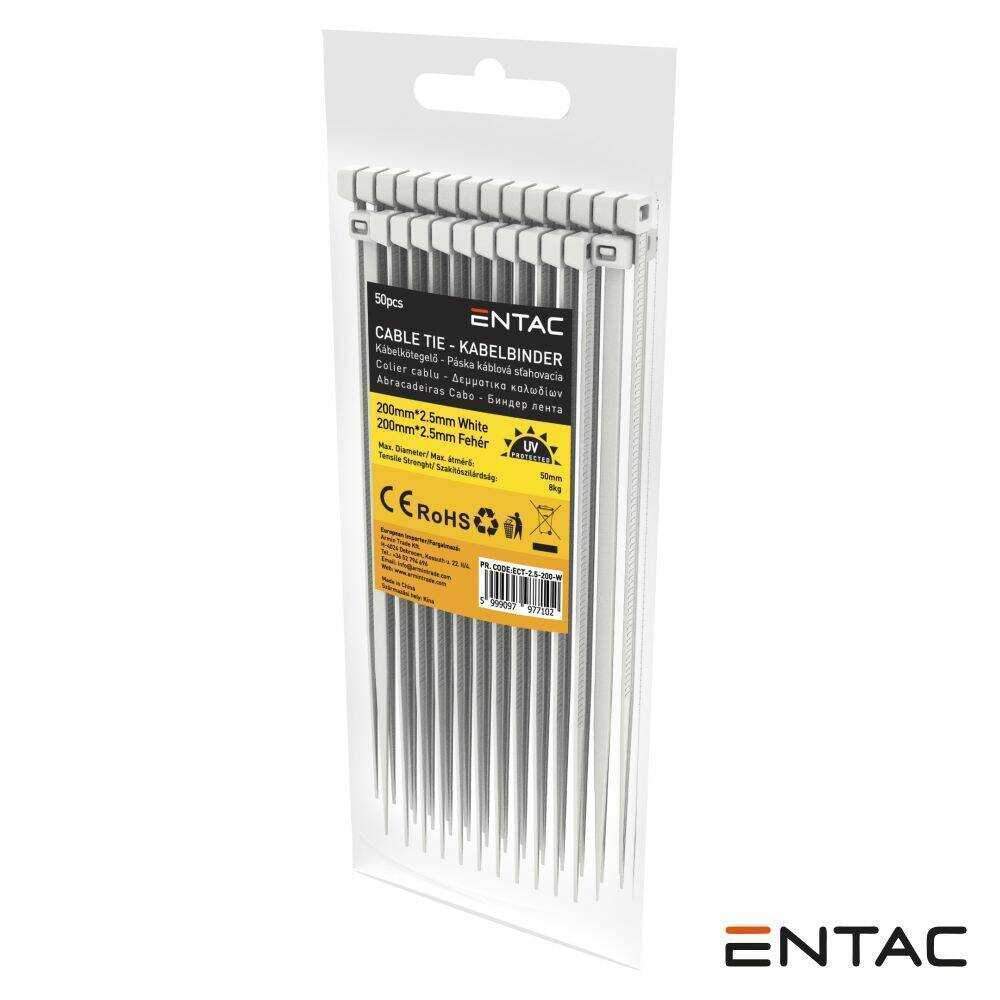 Conjunto 50 Abraçadeiras Nylon 2.5x200mm Branco ENTAC - Image 2