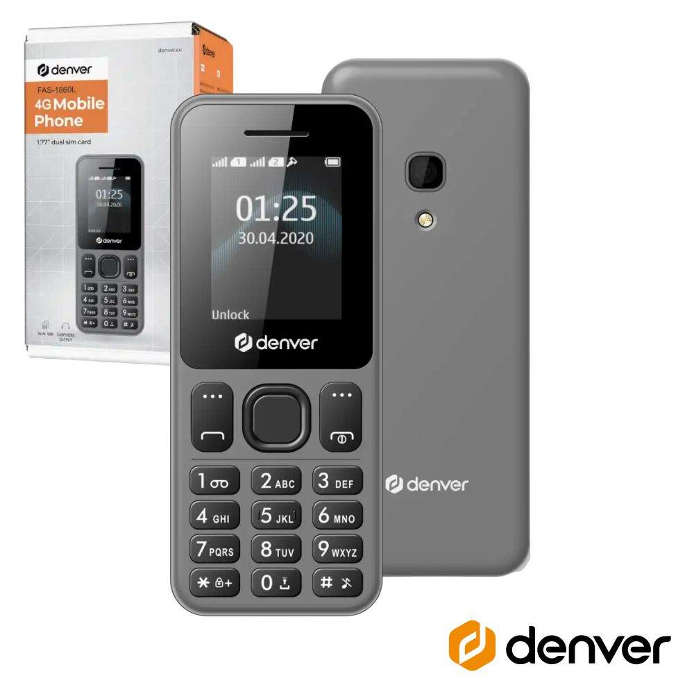 Telemóvel C/ LCD 1.77" 4G Dual Sim FM/BT Cinzento DENVER - (FAS-1860L)