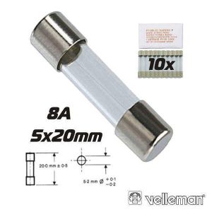 Fusível 5x20 Fusão Rápida 8a (10X) VELLEMAN - (FF8N)
