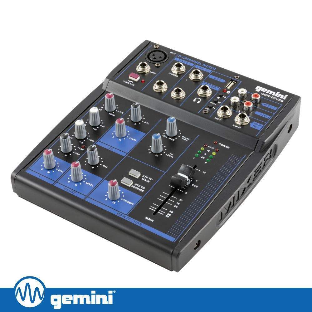 Mesa De Mistura 5 Canais USB/BT/Phantom GEMINI - (GEM-05USB)
