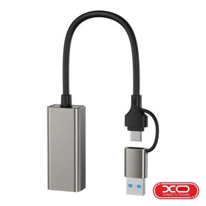 Cabo Adaptador USB-A/USB-C P/ RJ45 100Mbps XO - (HUB018)