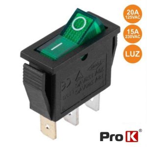 Interruptor Basculante C/ Luz 15a-250v Spst On-Off PROK - (ITR014GR)