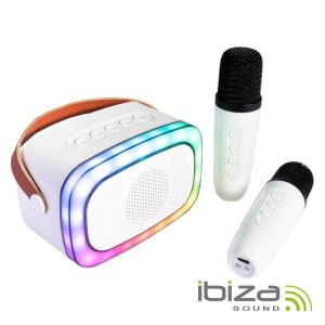 Coluna Bluetooth Portátil C/ 2x Micros AUX/USB/SD/BT IBIZA - (KARAKID20)