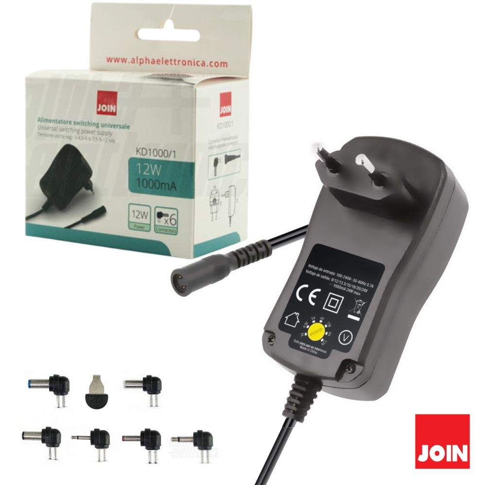 Alimentador Universal 3-12V 1A 12W JOIN - (KD1000/1)