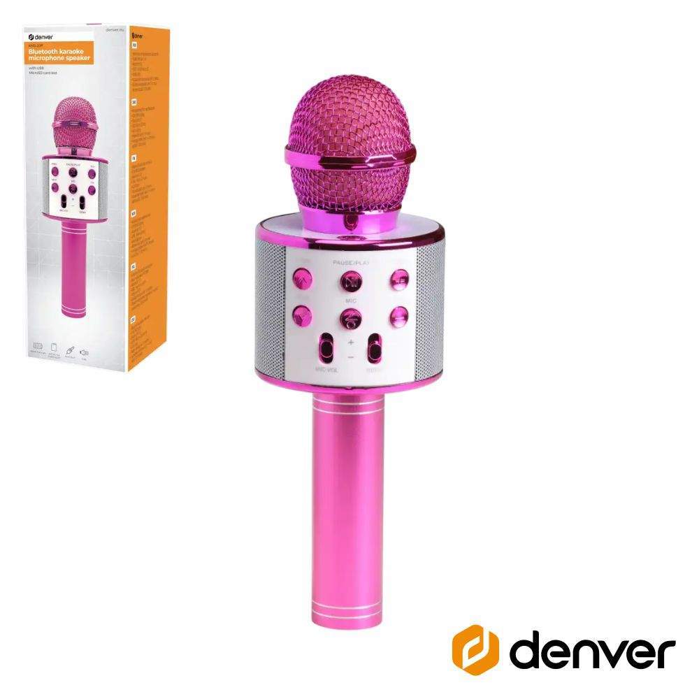 Microfone S/ Fios C/ Coluna Bluetooth Rosa DENVER - (KMS-20PMK2)