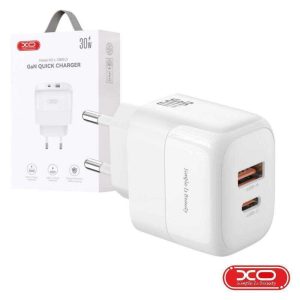 Alimentador USB-A 18W 2.4A / USB-C PD 30W GaN XO - (L138)