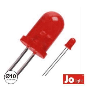 LED 10mm Alto Brilho Vermelho Difuso Jolight - (LL1010R-D)