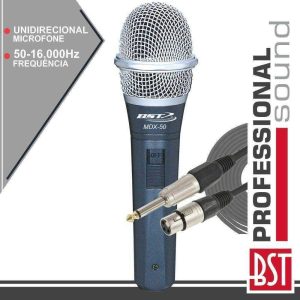 Microfone Dinâmico Unidireccional C/ Cabo 50hz-16khz BST - (MDX50)
