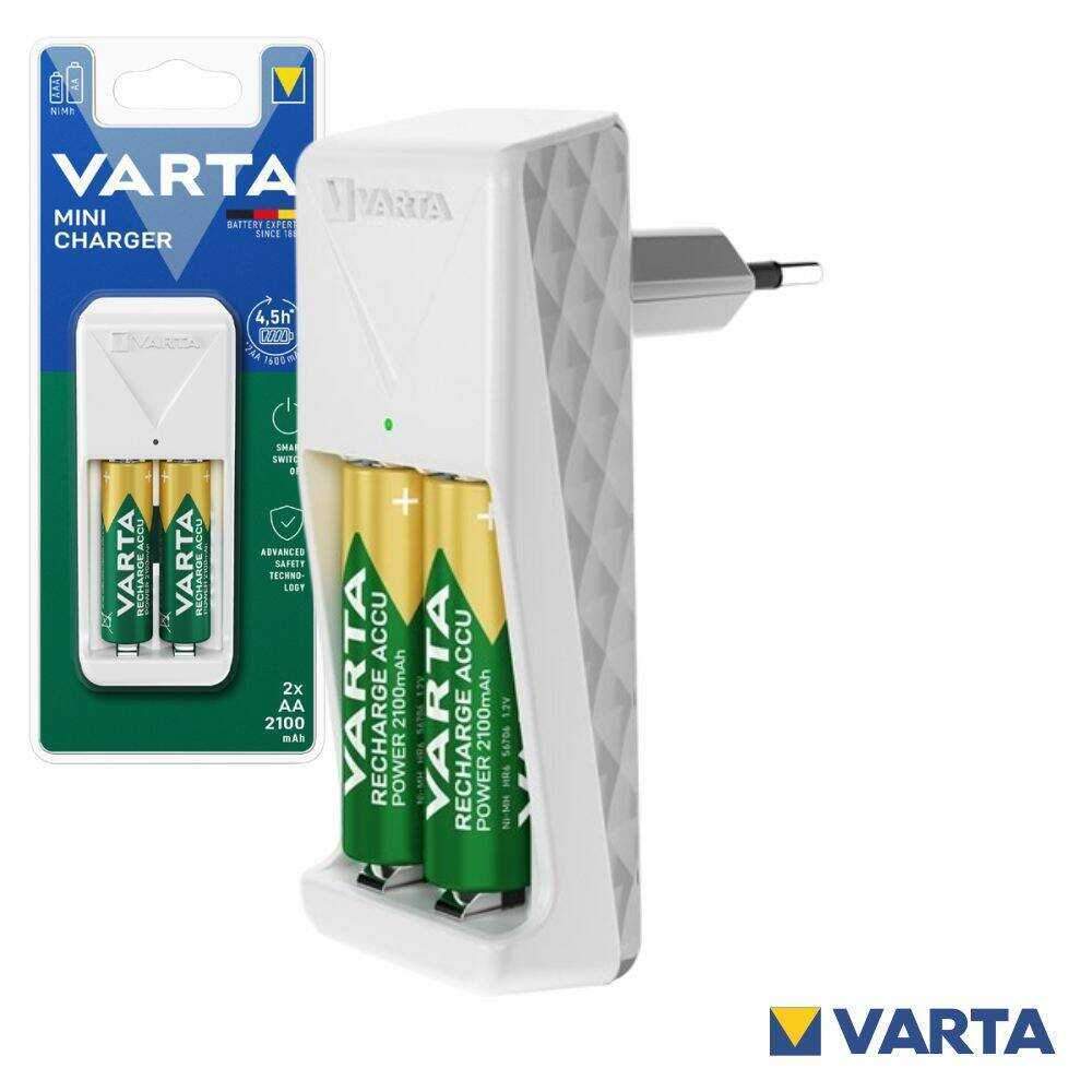 Carregador pilhas AA/AAA 57656 C/ 2x Pilhas AA 2100mAh VARTA - (MINICHARGER-2XAA)
