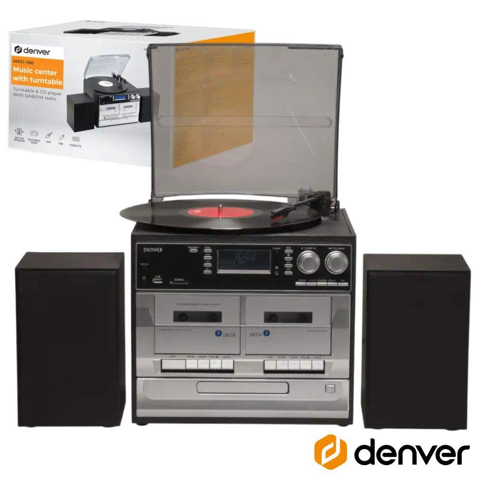 Gira-Discos 33/45/78RPM AM/FM/Cd/Cassete/SD 2x2W DENVER - (MRD-166)