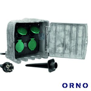 Extensão Elétrica 4x Schuko IP44 Exterior 3m Estilo Pedra - (OR-AE-13185(GS))