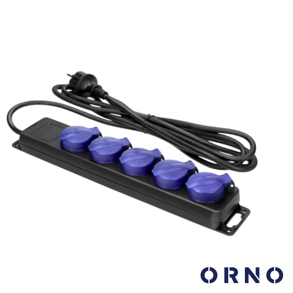 Extensão Elétrica 5x Schuko 2P+E 5m IP44 ORNO - (OR-AE-13297(GS)/5M)