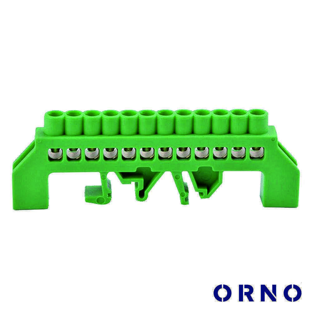 Barramento Terra Isolado 12 Vias P/ Calha DIN ORNO - (OR-LZ-8203/12/GN)