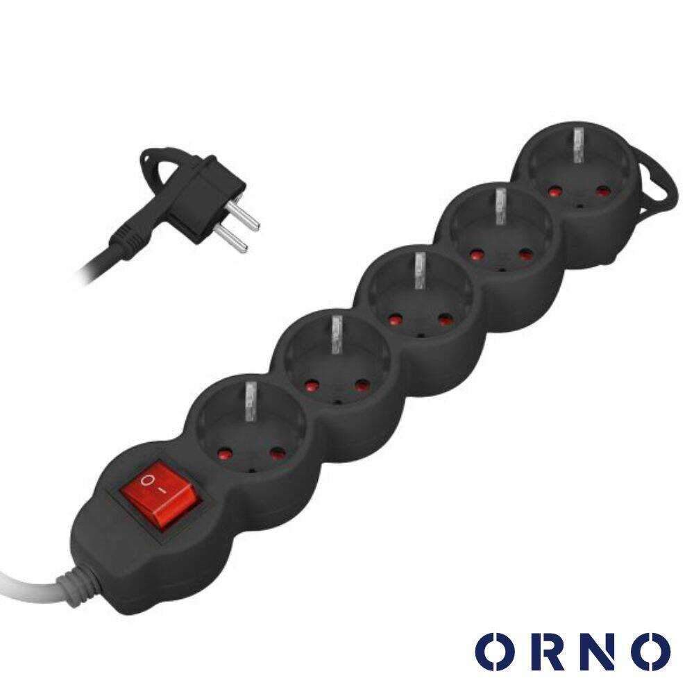Extensão Elétrica 5x Schuko C/ Interruptor 3m ORNO - (ORAE13150(GS)/B/3)