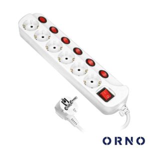 Extensão Elétrica 3G1.5 6xSchuko C/ Interruptores 1.5m ORNO - (ORAE13162(GS)/1.5M)